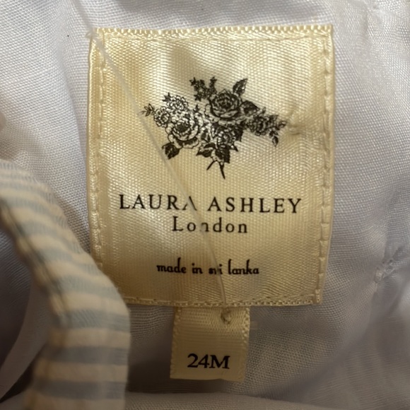 Laura Ashley London Seer sucker Blue and White Dress, Size 24 Months, NWT - Picture 2 of 5